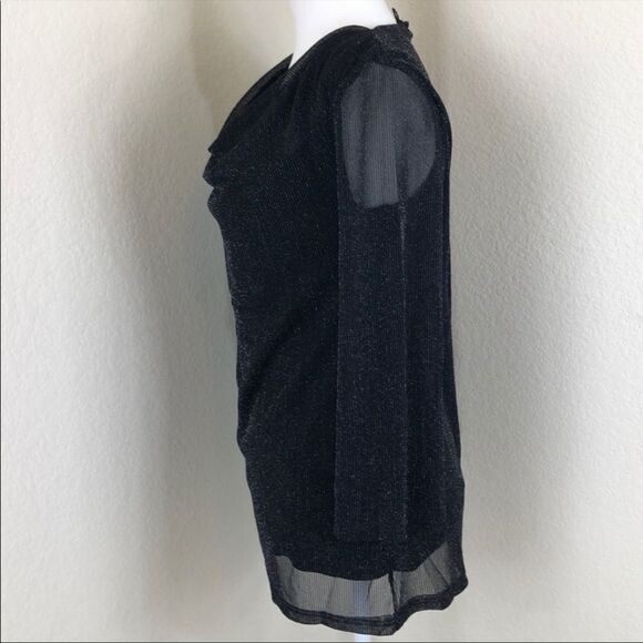 Cable & Gauge Black Drape Neck Semi Sheer Top Size S NWT - Picture 5 of 8
